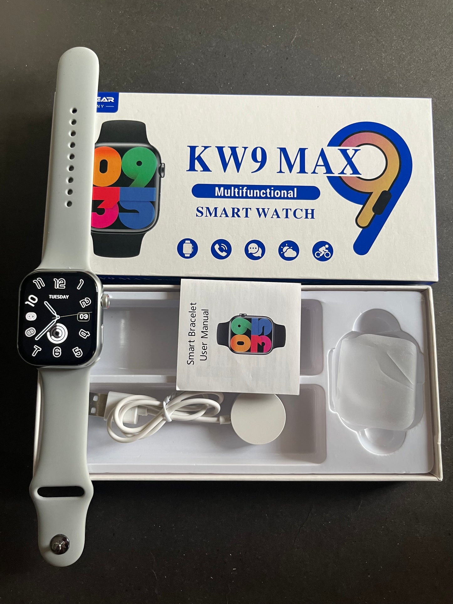 KW9 MAX + Earphone (2nd generation) with Magnetic Charging Case (USB-C) + Magnetic Chain Strap For 22mm. (3 in 1)