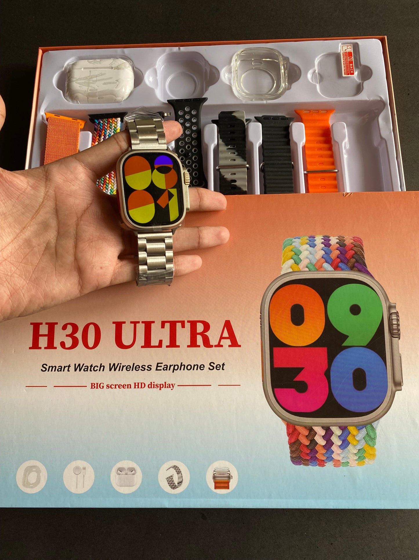 H30 Ultra Smart Watch Wireless Earphone Set