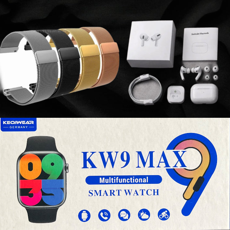 KW9 MAX + Earphone (2nd generation) with Magnetic Charging Case (USB-C) + Magnetic Chain Strap For 22mm